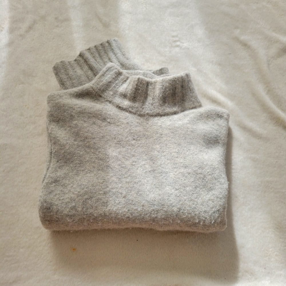 J crew mock neck grey wool blend sweater